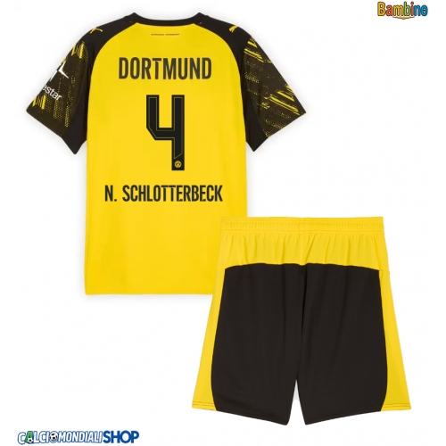 Maglie da calcio Borussia Dortmund Nico Schlotterbeck #4 Prima Maglia Bambino 2025-26 Manica Corta + Pantaloni corti)